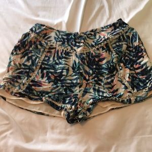 Multi color palm print shorts